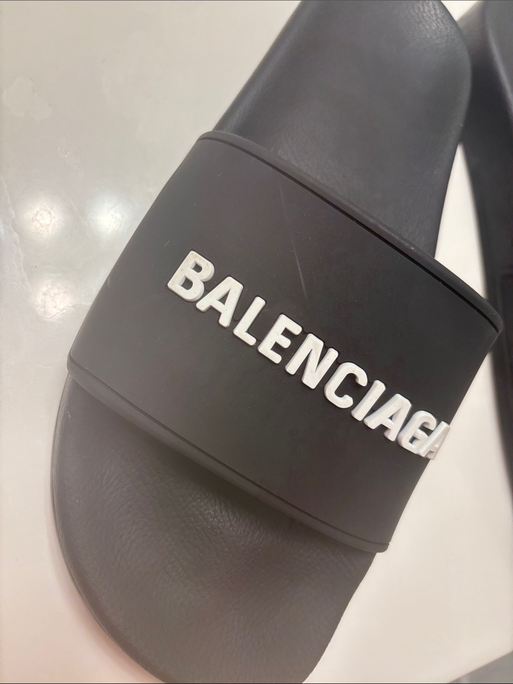 Balenciaga Black Slides with White Logo - Picture 2 of 4